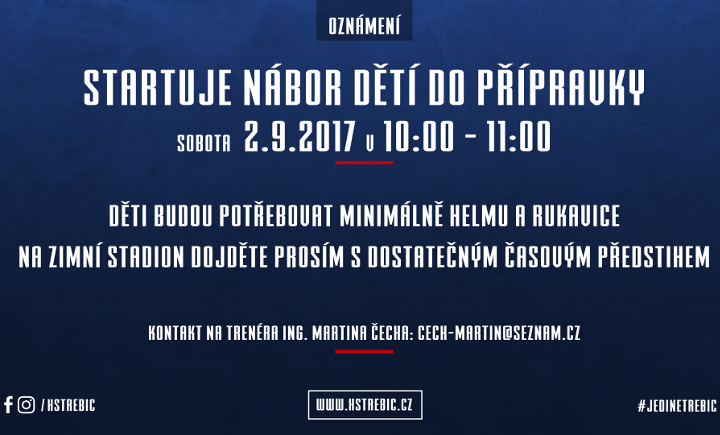 Přípravka startuje 2. září, přijďte mezi nás, zve trenér Martin Čech